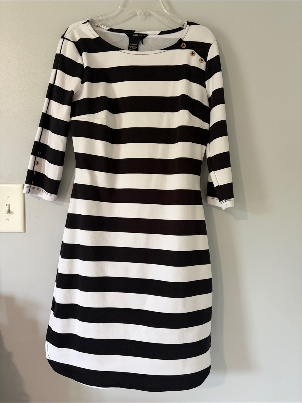 Jules & Leopold Black and White Striped Midi Dress